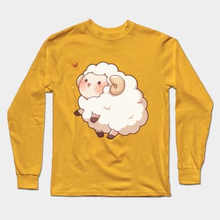 Cute Sheep Chasing Butterfly Long Sleeve T-Shirt